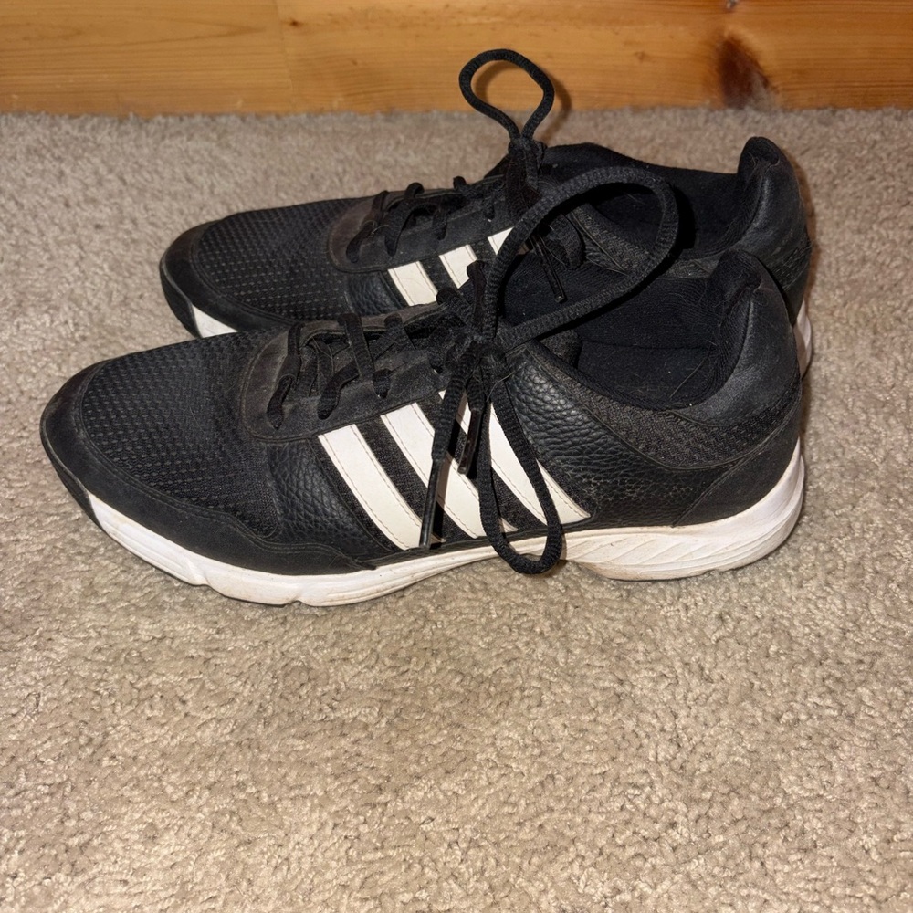 Adidas Black Athletic Men's Golf Shoes with White Stripes